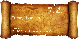 Tordy Larion névjegykártya